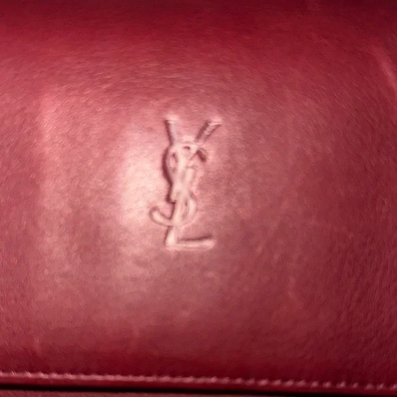 Yves Saint Laurent Soft Calfskin Monogrammed Burgundy Leather Wallet EUC - Picture 2 of 7